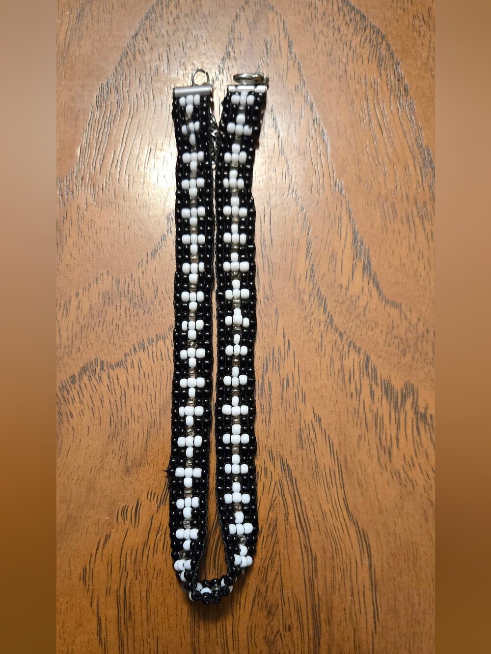 Black and White Beaded Choker Necklace